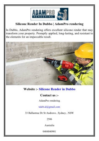 silicone render in dubbo adampro rendering