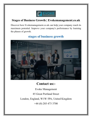 Stages of Business Growth Evokemanagement.co.uk