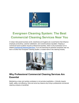 Expert Janitorial Services by Evergreen Cleaning System
