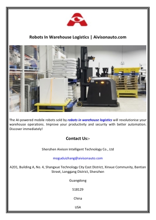 Robots In Warehouse Logistics  Aivisonauto.com