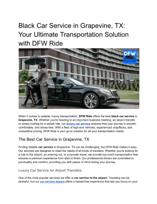 Black Car Service in Grapevine, TX: Your Ultimate Transportation Solution with D