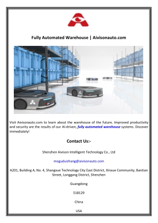 Fully Automated Warehouse  Aivisonauto.com