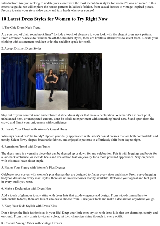 10 Newest Dress Styles for Ladies to Attempt Right Now
