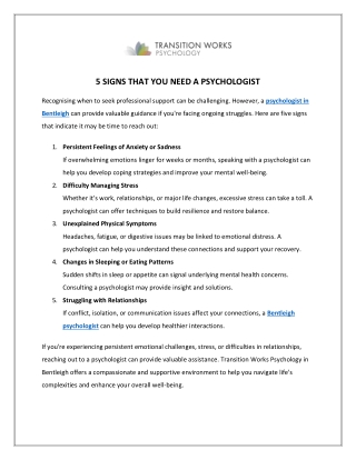 5 Signs You Might Benefit from a Psychologist in Bentleigh
