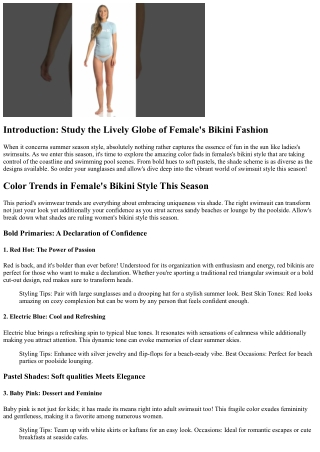 Shade Trends in Women's Bikini Fashion This Season