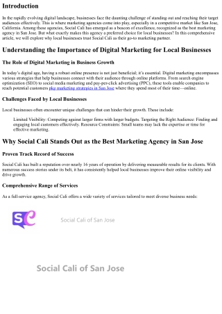 Why Local Businesses Trust Social Cali as Their Preferred Marketing Company in S