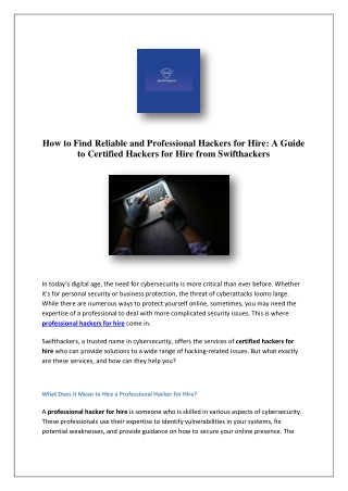 Hire A Certified Hackers | Swifthackers