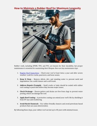 how to maintain a rubber roof for maximum