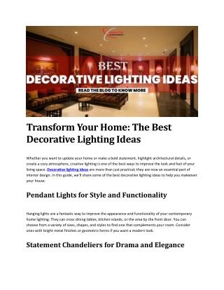 Transform Your Home The Best Decorative Lighting Ideas