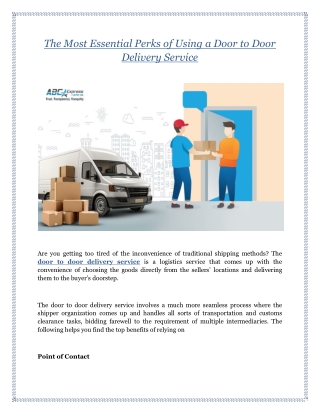 The Most Essential Perks of Using a Door to Door Delivery Service