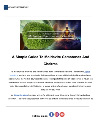 A Simple Guide To Moldavite Gemstones And Chakras