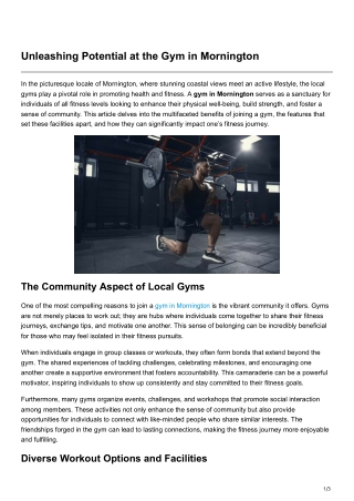 Unleashing Potential at the Gym in Mornington