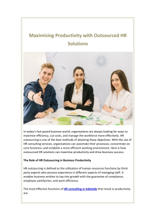 maximising productivity with outsourced hr