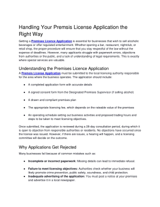 handling your premsis license application