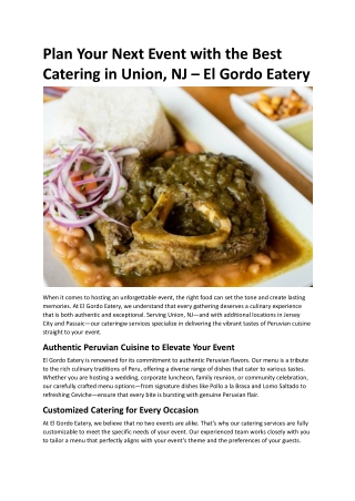 Plan Your Next Event with the Best Catering in Union, NJ – El Gordo Eatery.docx