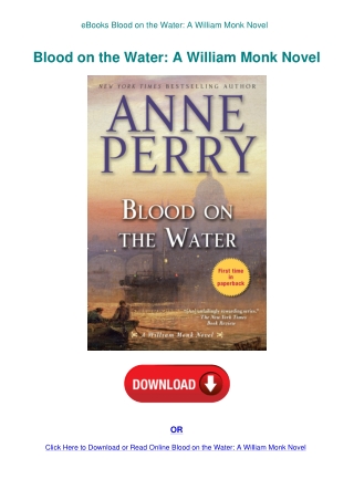 eBooks Blood on the Water A William Monk Novel