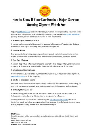 How to Know If Your Car Needs a Major Service