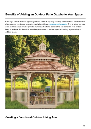 Benefits of Adding an Outdoor Patio Gazebo to Your Space