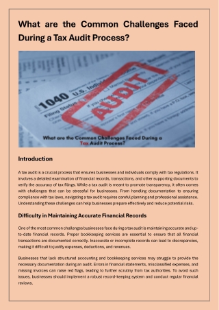 Common Challenges Faced During a Tax Audit Process