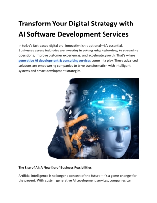 Transform Your Digital Strategy with AI Software Development Services