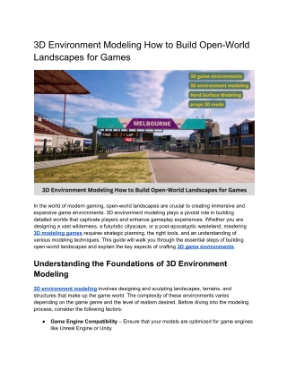 3d environment modeling how to build open world