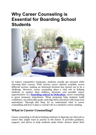Why Career Counseling is Essential for Boarding School Students