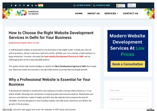 How to Choose the Right Website Development Services in Delhi for Your Business
