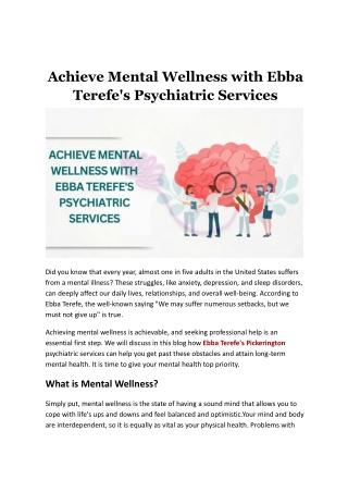 Expert Anxiety and Depression Treatment by Ebba Terefe