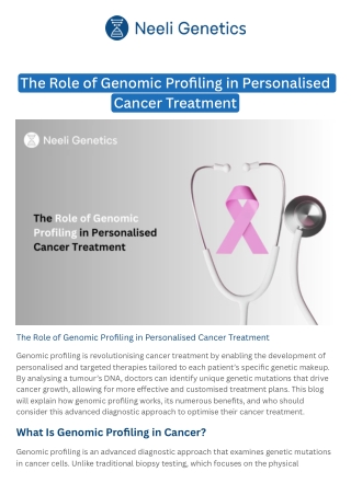 The Role of Genomic Profiling in Personalisation