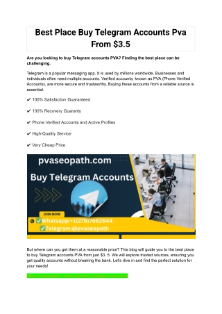 Best Place Buy Telegram Accounts Pva From $3