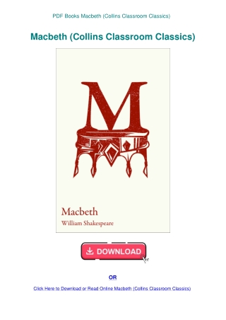 PDF Books Macbeth (Collins Classroom Classics)