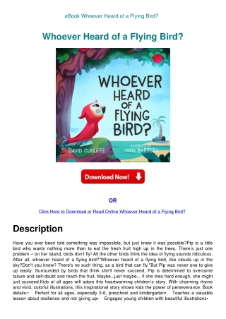 eBook Whoever Heard of a Flying Bird