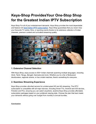 Keys-Shop ProvidesYour One-Stop Shop for the Greatest Indian IPTV Subscription (1)