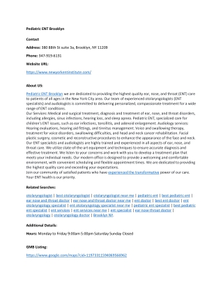 pediatric ent brooklyn contact