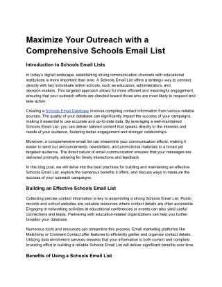 Maximize Your Outreach with a Comprehensive Schools Email List