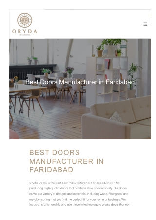 The Best Door Manufacturers in Faridabad: Crafting Excellence for Every Home