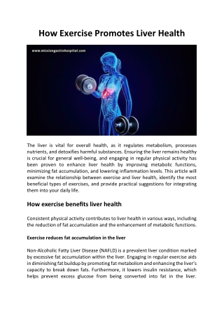 How Exercise Promotes Liver Health