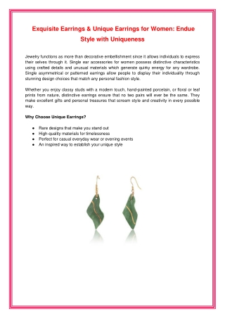 Exquisite Earrings And Unique Earrings for Women - Endue Style with Uniqueness