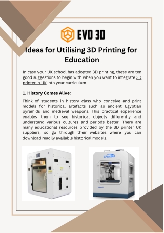ideas for utilising 3d printing for education
