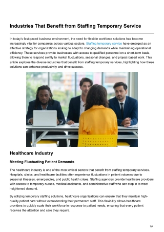 Industries That Benefit from Staffing Temporary Service
