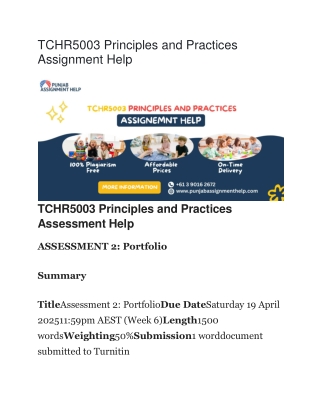 TCHR5003 Principles and Practices Assignment Help