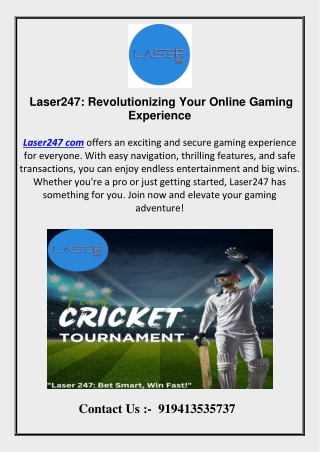 Laser247  Revolutionizing Your Online Gaming Experience