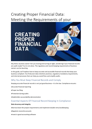 creating proper financial data meeting