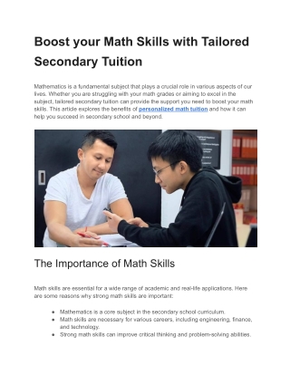 boost your math skills with tailored secondary