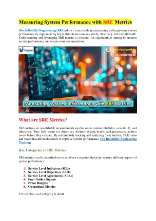measuring system performance with sre metrics