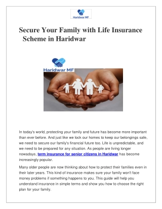 Secure Your Family with Life Insurance Scheme in Haridwar