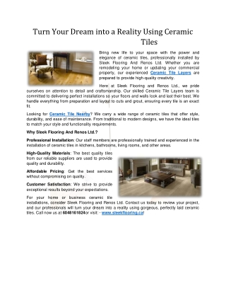 Turn Your Dream into a Reality Using Ceramic Tiles