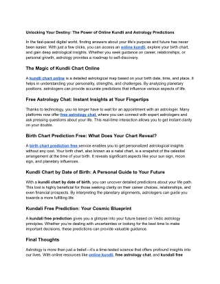 Unlocking Your Destiny_ The Power of Online Kundli and Astrology Predictions