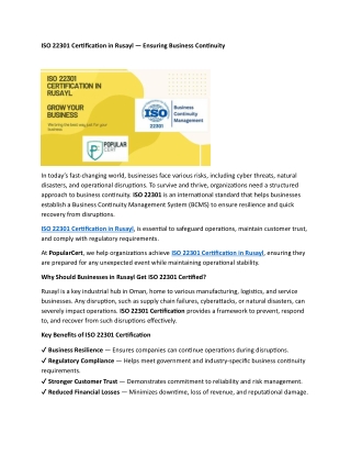 iso 22301 certification in rusayl ensuring