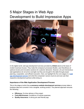 5 major stages in web app development to build